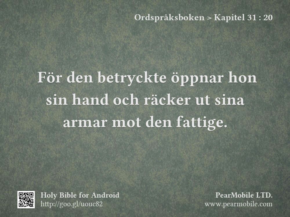 Ordspråksboken, Kapitel 31:20